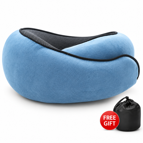 Memory-Foam Reise-Nackenkissen – Klettverschluss