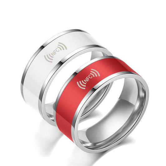 NFC Smart Ring – Stainless Steel Wearable Tag Sizes 6–13