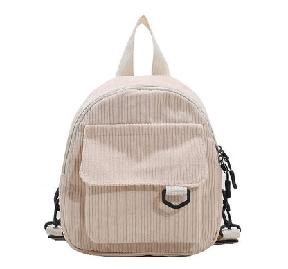 Cute Corduroy Backpack With Small Cosmetic Bag
