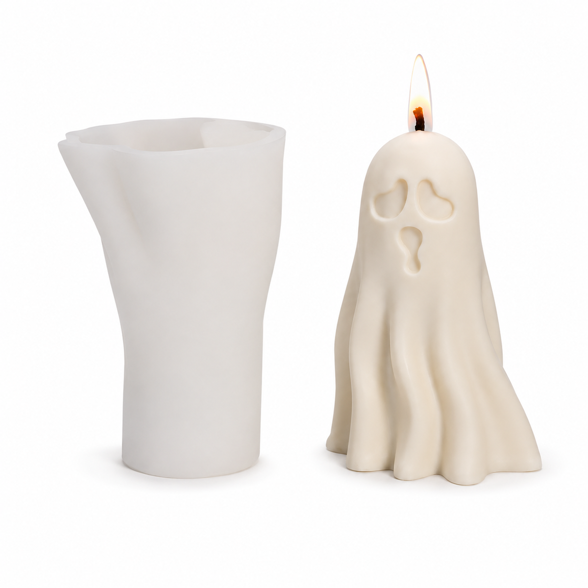 3D Pumpkin & Ghost Silicone Candle Mold – Halloween DIY Craft
