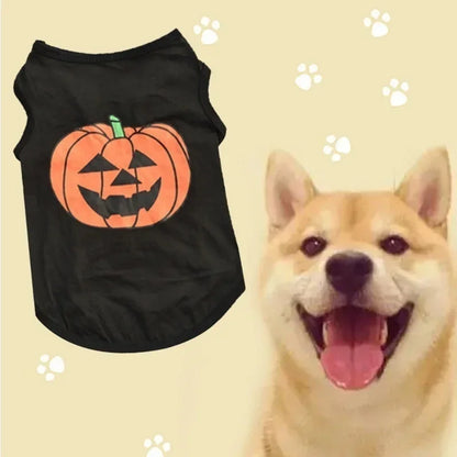 Halloween Pumpkin Pet Shirt – Soft Cotton Dog & Cat Costume