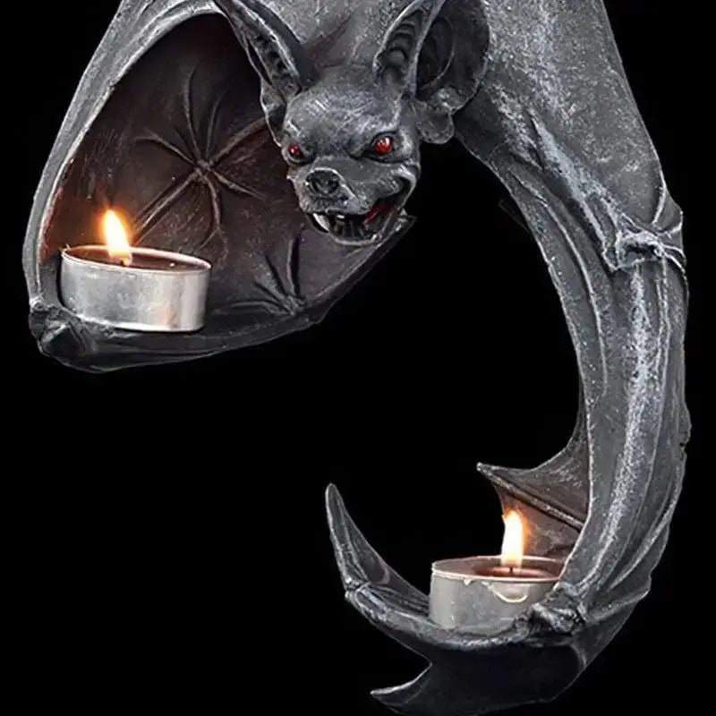 Halloween Bat Wall Tealight Holder – 22cm Resin Candle Decor