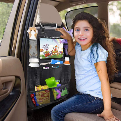 Car Backseat Organizer with Touch Screen Tablet Holder & Storage Pockets