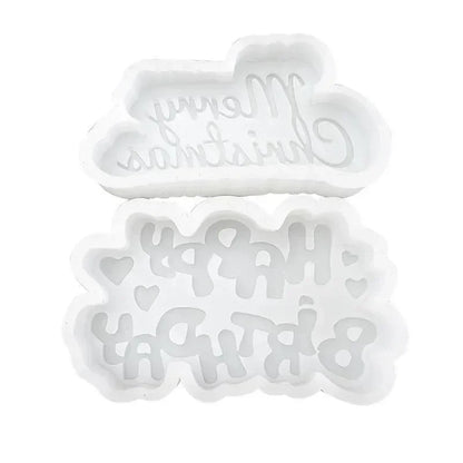Happy Birthday & Christmas Silicone Mold – Candle, Gypsum & Craft Mold