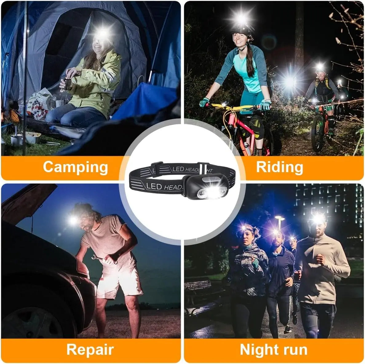 USB Rechargeable LED Sensor Headlamp – Adjustable Outdoor Light