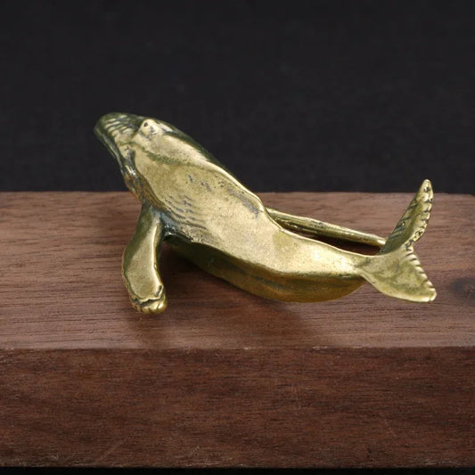 Solid Brass Whale Figurine – 7cm Vintage Ocean Desk Ornament