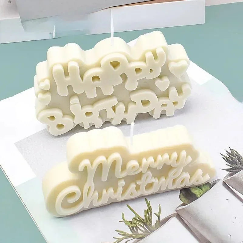 Happy Birthday & Christmas Silicone Mold – Candle, Gypsum & Craft Mold