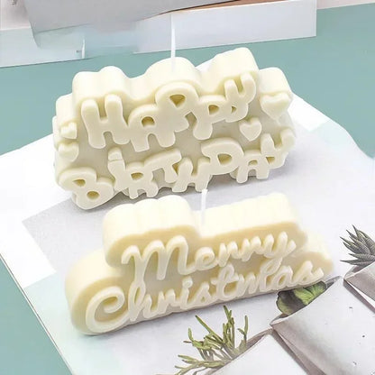 Happy Birthday & Christmas Silicone Mold – Candle, Gypsum & Craft Mold