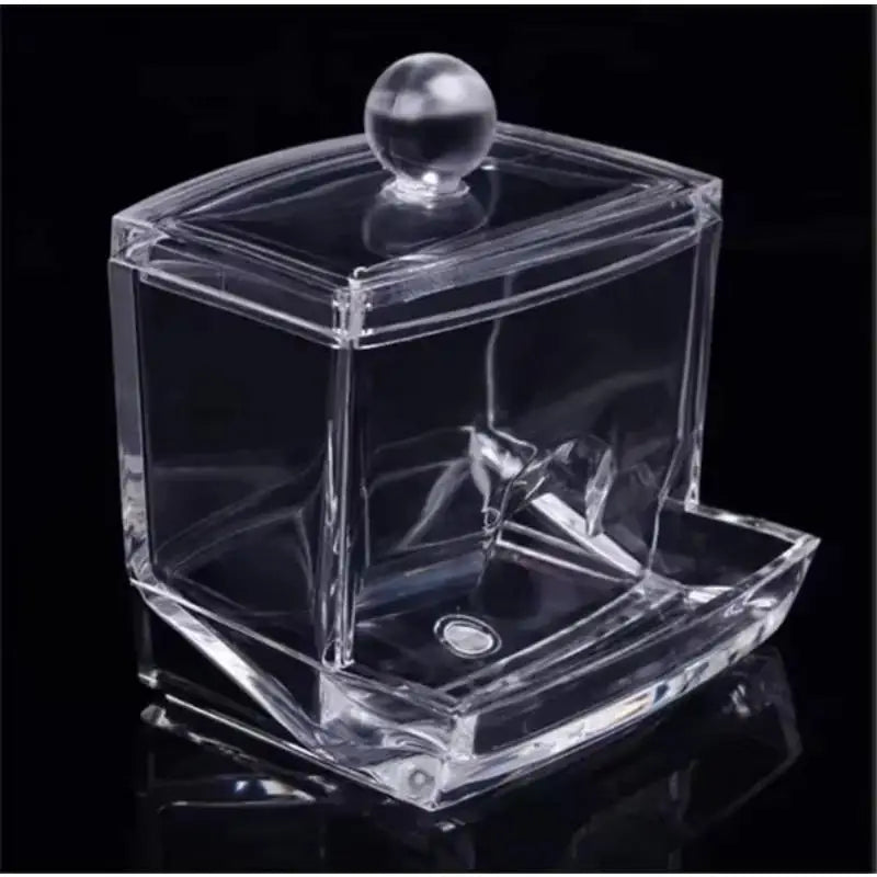 Organizador de hisopos de algodón y maquillaje de acrílico transparente - Caja de almacenamiento para baño