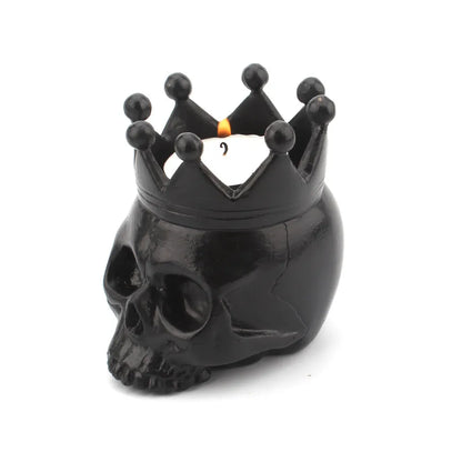 3D Crown Skull Candle Holder – Resin Halloween Candlestick