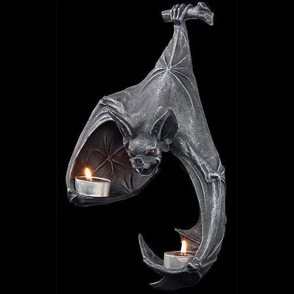 Halloween Bat Wall Tealight Holder – 22cm Resin Candle Decor