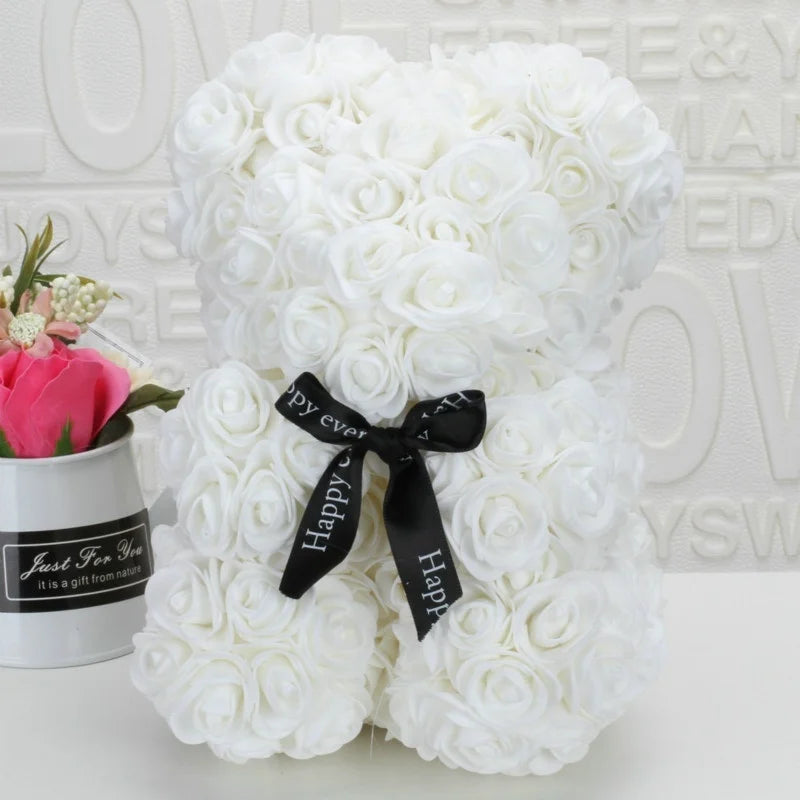 Rose Bear Gift – 20cm Foam Flower Teddy for Valentine's Day