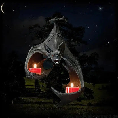 Halloween Bat Wall Tealight Holder – 22cm Resin Candle Decor