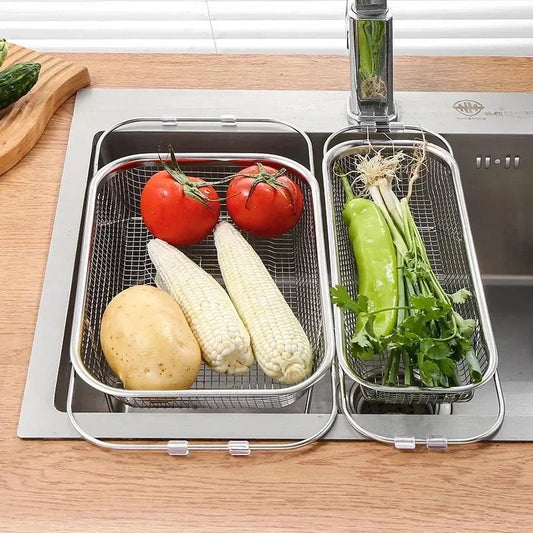 Expandable Stainless Steel Sink Drain Basket – Retractable Colander