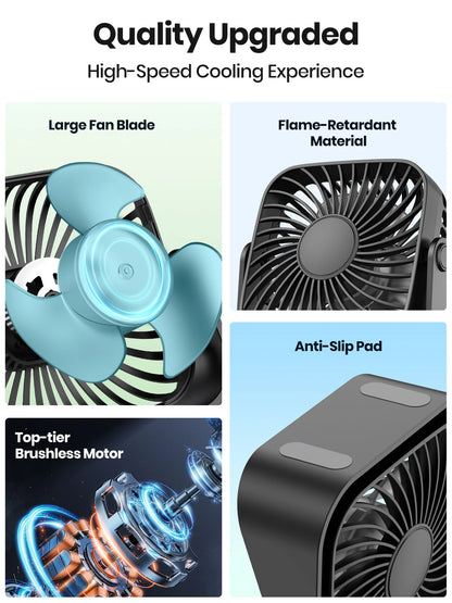 TOPK K52 4-Inch USB Mini Desk Fan – 3 Speeds 360° Adjustable