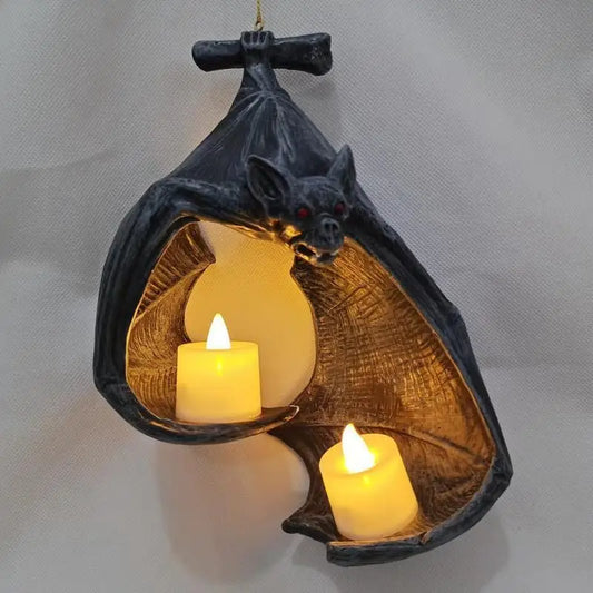 Halloween Bat Wall Tealight Holder – 22cm Resin Candle Decor