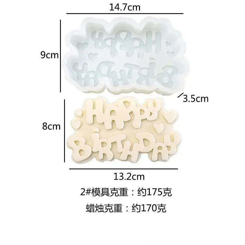 Happy Birthday & Christmas Silicone Mold – Candle, Gypsum & Craft Mold