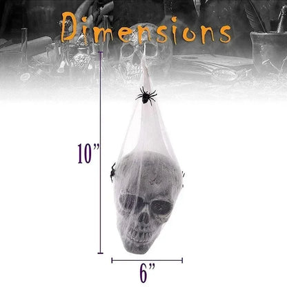 Sound-Activated Luminous Skull & Spider Web – Halloween Hanging Prop