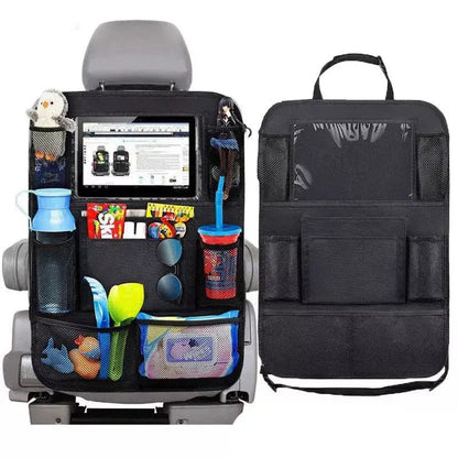 Car Backseat Organizer with Touch Screen Tablet Holder & Storage Pockets
