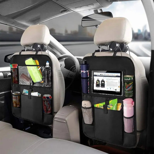 Car Backseat Organizer with Touch Screen Tablet Holder & Storage Pockets