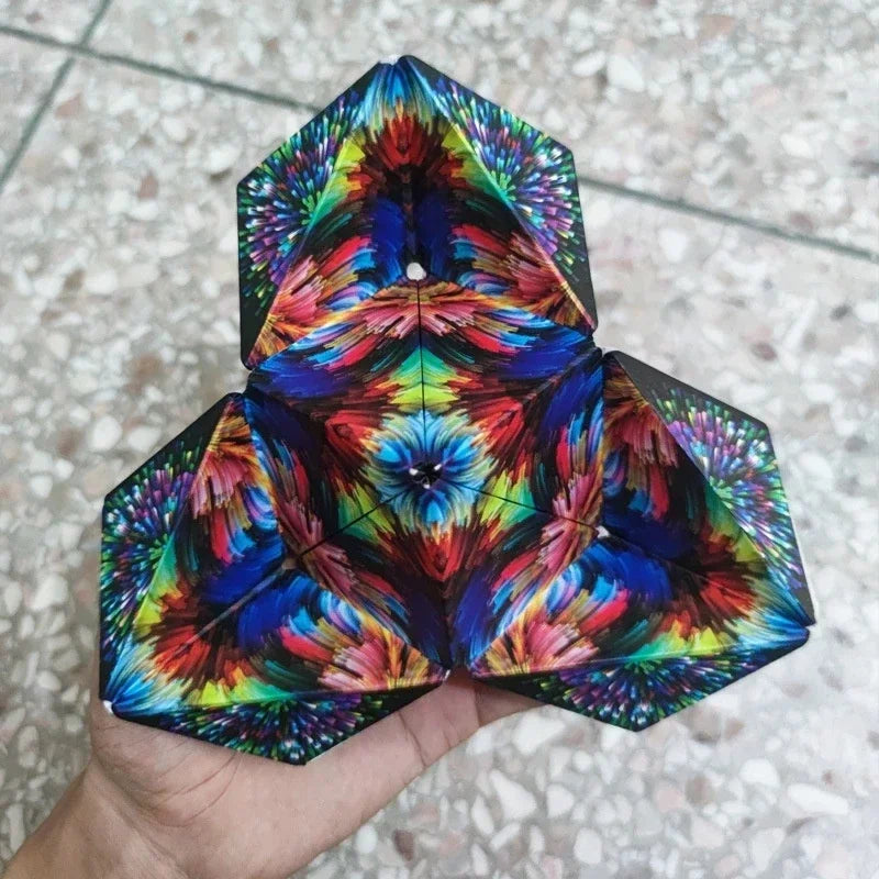 Infinite flip cube opened into a new shape in the hand