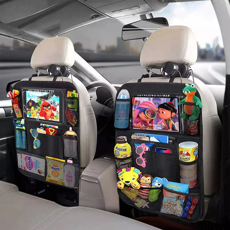 Car Backseat Organizer with Touch Screen Tablet Holder & Storage Pockets