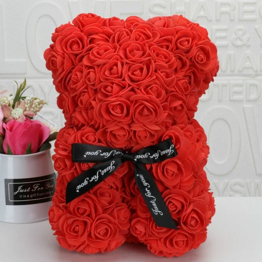 Rose Bear Gift – 20cm Foam Flower Teddy for Valentine's Day