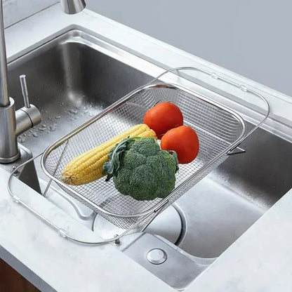 Expandable Stainless Steel Sink Drain Basket – Retractable Colander