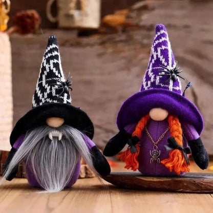 Halloween Faceless Gnome Doll – Spider & Bat Desktop Decoration