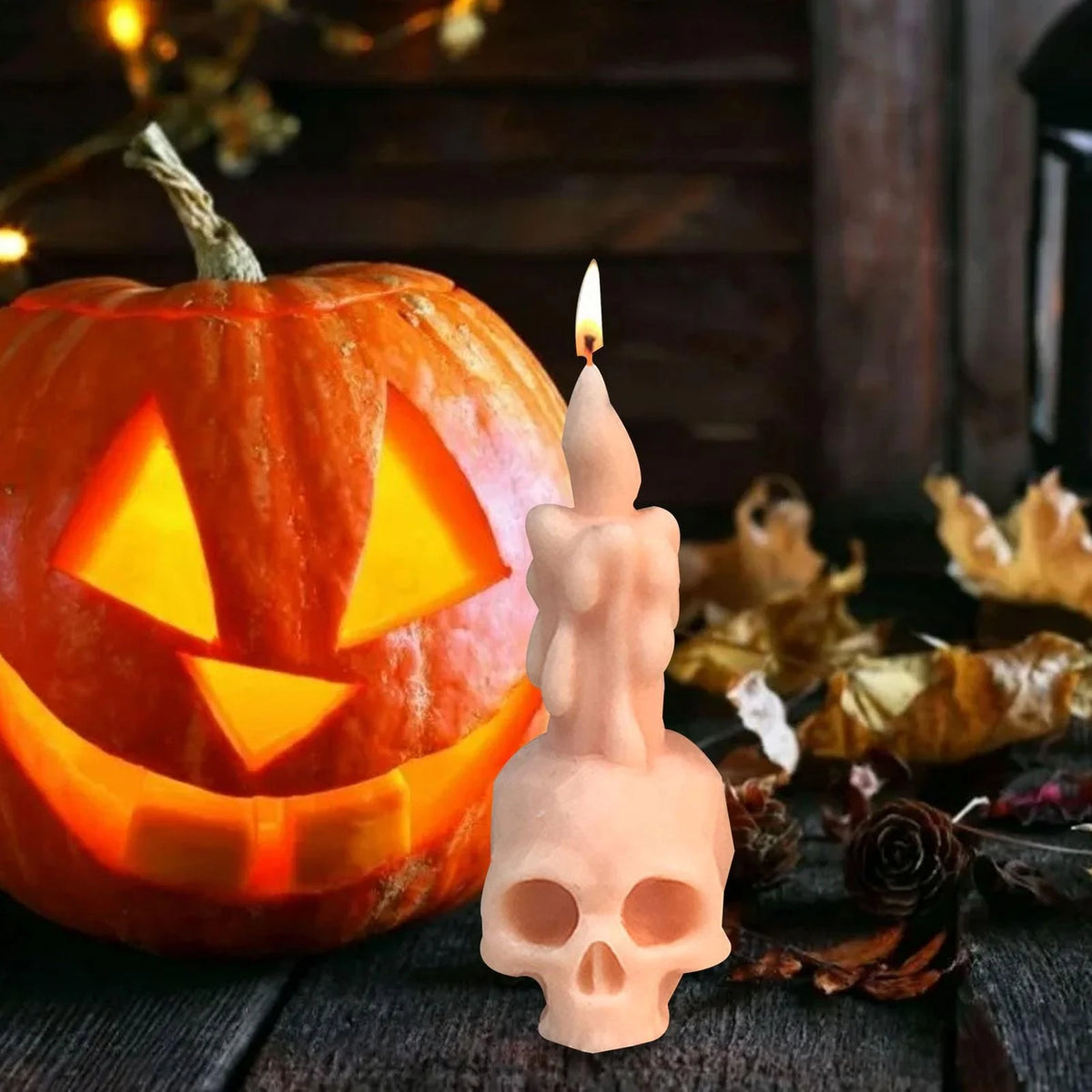 3D Skull Silicone Candle Mold – Halloween Skeleton Head DIY Mold