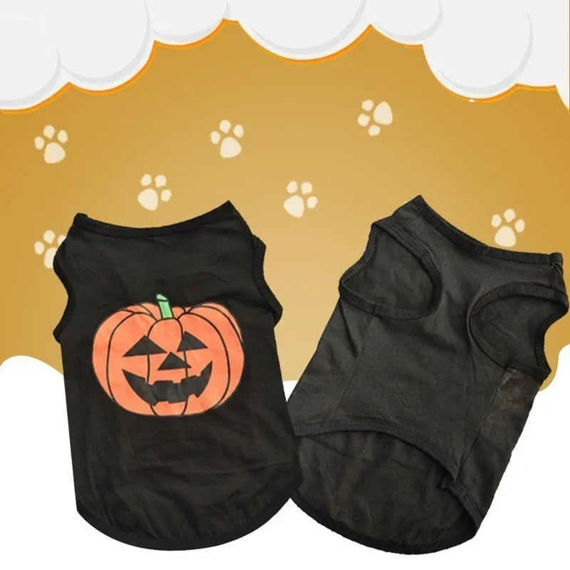 Halloween Pumpkin Pet Shirt – Soft Cotton Dog & Cat Costume