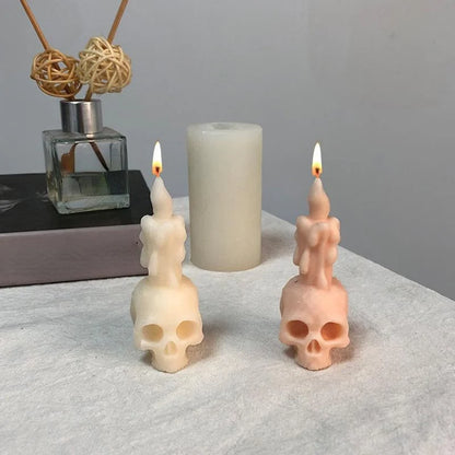 3D Skull Silicone Candle Mold – Halloween Skeleton Head DIY Mold
