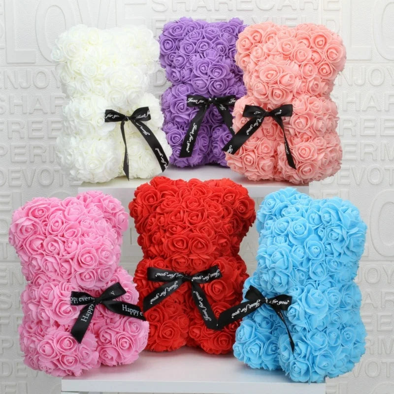 Rose Bear Gift – 20cm Foam Flower Teddy for Valentine's Day