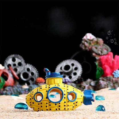 Resin Submarine Aquarium Ornament – Fish & Shrimp Hiding Cave