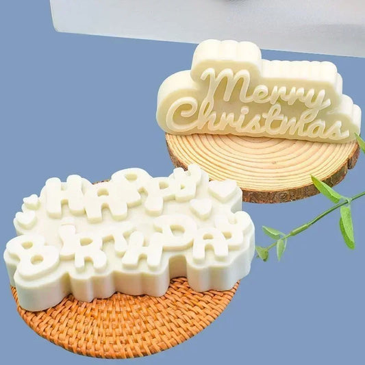 Happy Birthday & Christmas Silicone Mold – Candle, Gypsum & Craft Mold