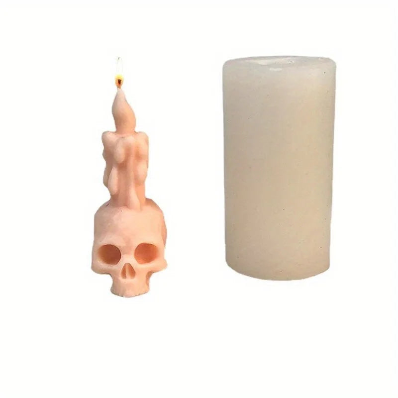 3D Skull Silicone Candle Mold – Halloween Skeleton Head DIY Mold