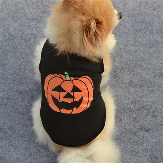 Halloween Pumpkin Pet Shirt – Soft Cotton Dog & Cat Costume