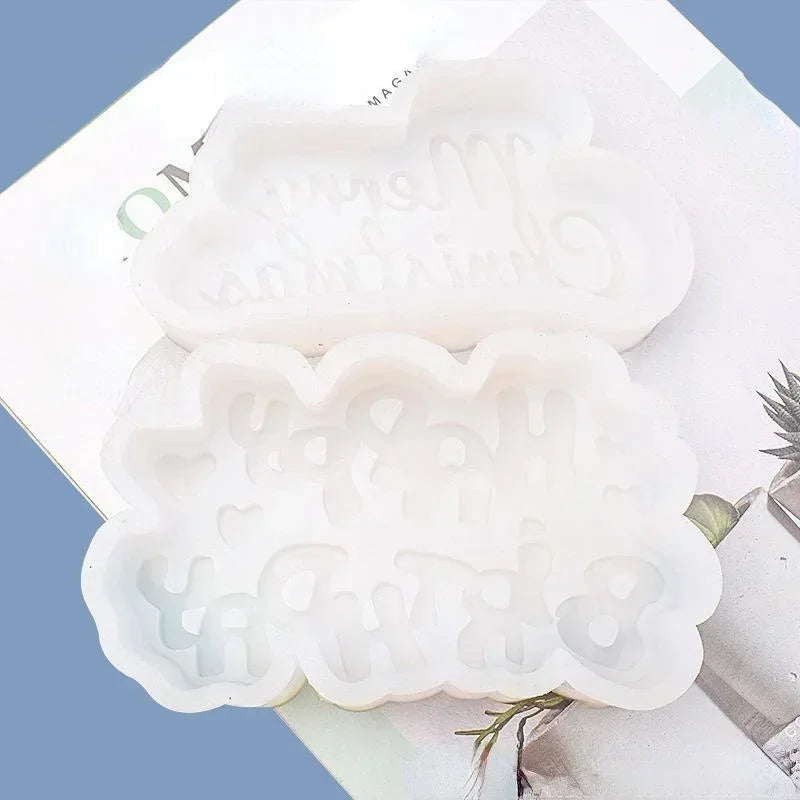 Happy Birthday & Christmas Silicone Mold – Candle, Gypsum & Craft Mold