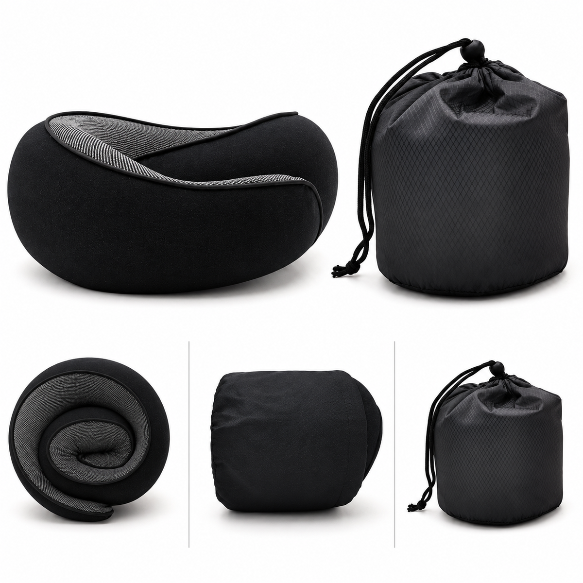 Memory Foam Travel Neck Pillow – Velcro Strap