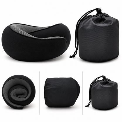 Memory Foam Travel Neck Pillow – Velcro Strap