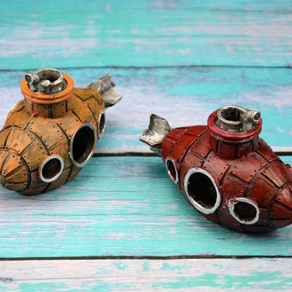 Resin Submarine Aquarium Ornament – Fish & Shrimp Hiding Cave