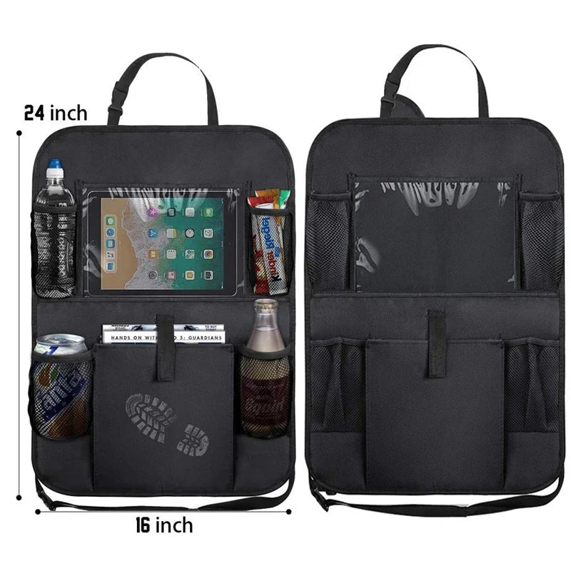 Car Backseat Organizer with Touch Screen Tablet Holder & Storage Pockets