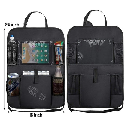 Car Backseat Organizer with Touch Screen Tablet Holder & Storage Pockets