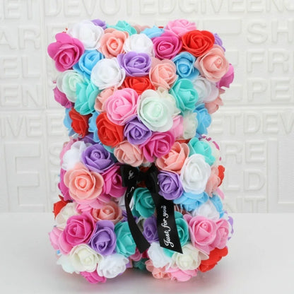 Rose Bear Gift – 20cm Foam Flower Teddy for Valentine's Day
