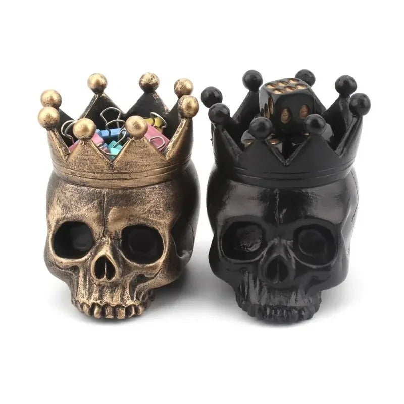 3D Crown Skull Candle Holder – Resin Halloween Candlestick